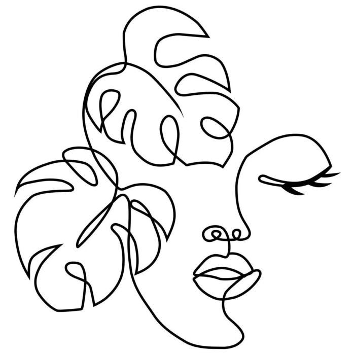 Elegant Minimalist Black Metal Woman Face Wall Art - Image 5