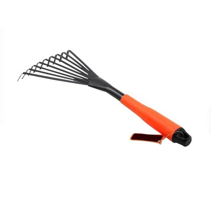 Professional 16-Inch Steel Garden Rake with Ergonomic Grip and 9 Flexible Teeth - Image 3