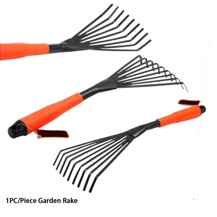 Professional 16-Inch Steel Garden Rake with Ergonomic Grip and 9 Flexible Teeth - Image 5