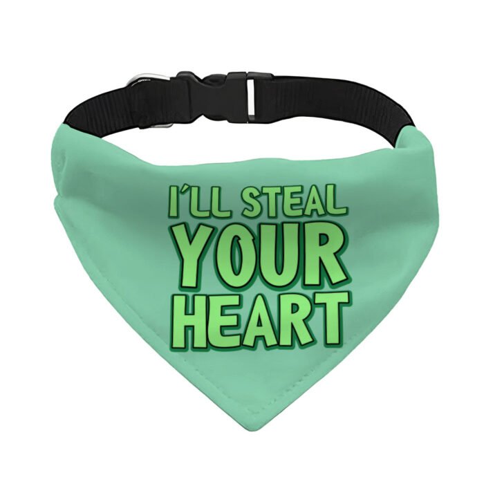 I'll Steal Your Heart Pet Bandana Collar - Art Print Scarf Collar - Word Design Dog Bandana - Image 2