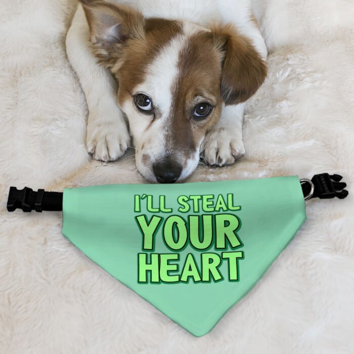 I'll Steal Your Heart Pet Bandana Collar - Art Print Scarf Collar - Word Design Dog Bandana - Image 5