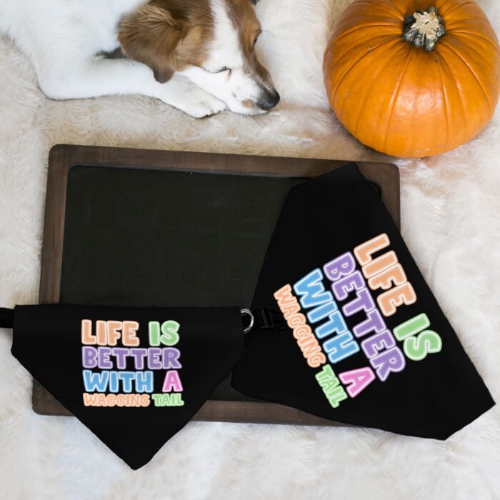 Life Is Better With a Wagging Tail Pet Bandana Collar - Print Scarf Collar - Art Dog Bandana - Image 7
