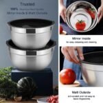 Mixing Bowl Set of 5, Stainless Steel Nesting Bowls for Kitchen - Image 4