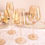 Elegant Amber Crystal Wine & Champagne Glasses - Handmade Goblet Set for Special Occasions - Image 4