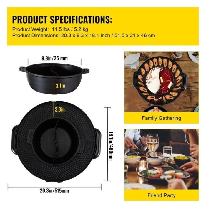 Multifunctional 2-in-1 Electric Hot Pot and BBQ Grill - Image 6