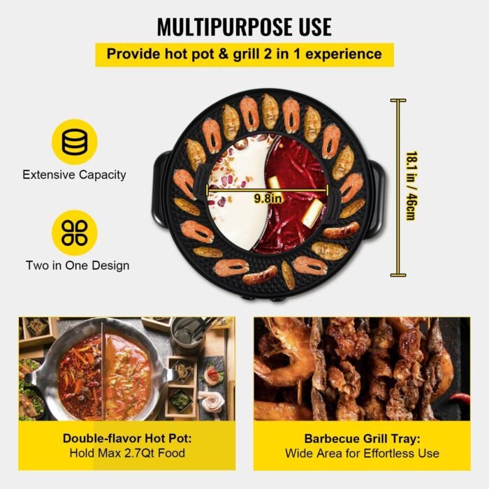 Multifunctional 2-in-1 Electric Hot Pot and BBQ Grill - Image 3
