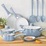 Deluxe Aqua 12-Piece Ceramic Nonstick Cookware Set - Eco-Friendly, Hand Wash Only - Image 3