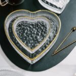 Heart-Shaped Glass Dessert Plate with Gold Rim - Image 2