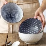 Elegant Nordic-Inspired Hand-Painted Ceramic Ramen Bowl - 6 Inch - Image 2
