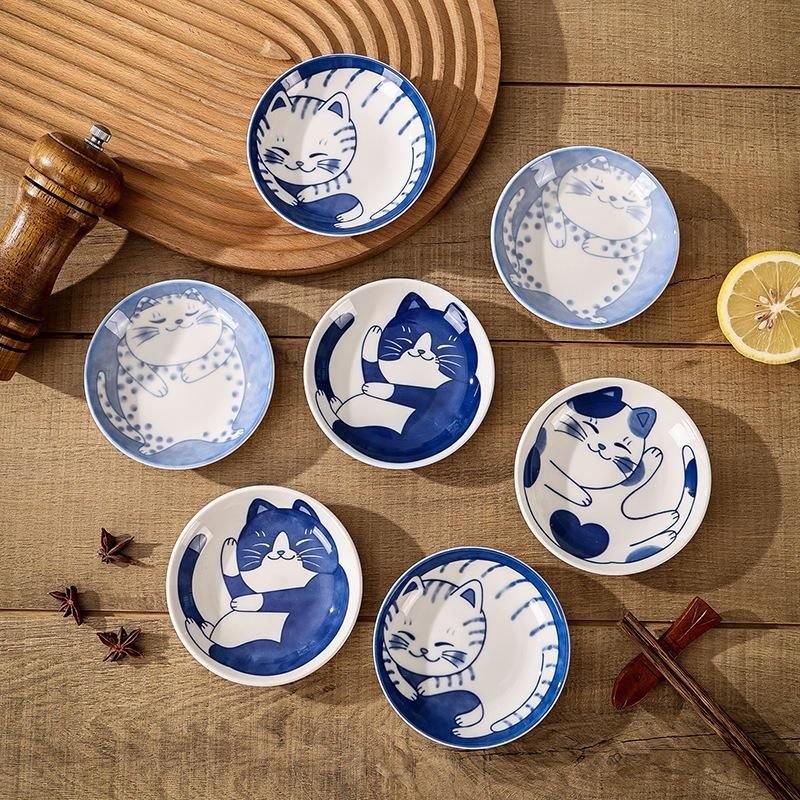 72501-e73195.jpeg Charming Japanese Ceramic Lucky Cat Dessert Plate - Image 1