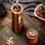 Elegant Wooden Salt and Pepper Grinder with Clear Acrylic Window - Image 5