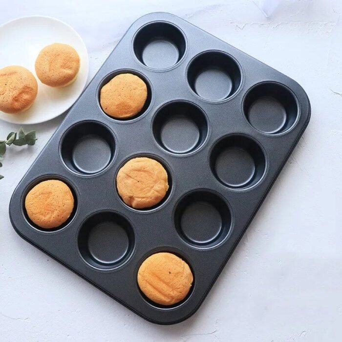 Deluxe Non-Stick Carbon Steel Muffin & Cupcake Baking Pan - 6/12 Cups, Oven and Microwave Safe - Image 2
