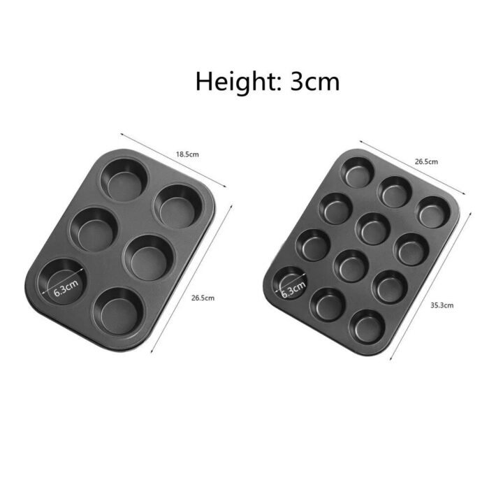 Deluxe Non-Stick Carbon Steel Muffin & Cupcake Baking Pan - 6/12 Cups, Oven and Microwave Safe - Image 6