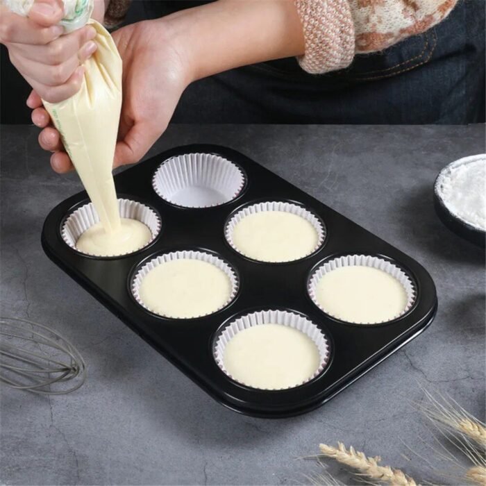 Deluxe Non-Stick Carbon Steel Muffin & Cupcake Baking Pan - 6/12 Cups, Oven and Microwave Safe - Image 4