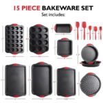 Deluxe Nonstick Carbon Steel 15-Piece Bakeware Set with Silicone Handles - Image 3
