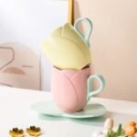 Charming 300ML Ceramic Flower Mug with Spoon - Ideal for Couples & Home Decor - Image 6