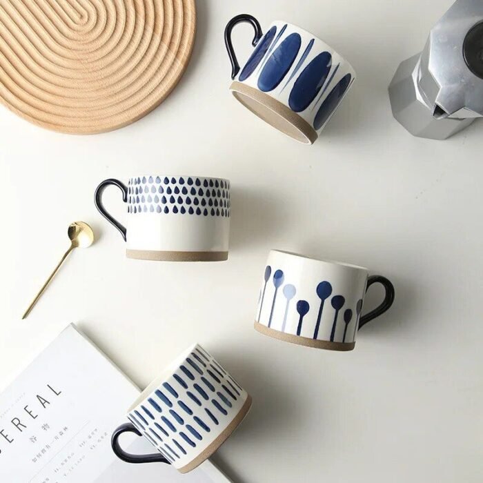 450ML Nordic-Inspired Ceramic Coffee Mug - Japanese Style Large Capacity Cup for Milk, Oatmeal, Breakfast - Image 6