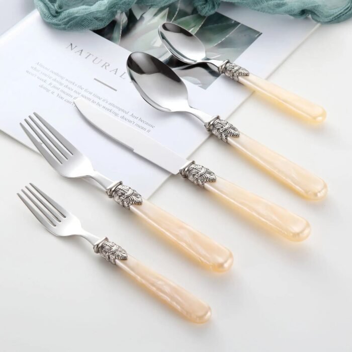 Elegant Gold Inlay Stainless Steel Cutlery Set - Image 1