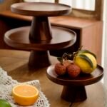 Elegant Walnut Solid Wood Cake & Fruit Tray - Image 2