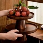Elegant Walnut Solid Wood Cake & Fruit Tray - Image 4