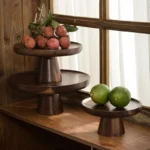 Elegant Walnut Solid Wood Cake & Fruit Tray