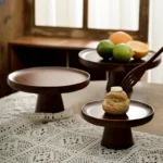 Elegant Walnut Solid Wood Cake & Fruit Tray - Image 9