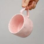 Charming Pink Love-Handle Ceramic Mug - Perfect for Coffee, Oatmeal, and More - Image 6