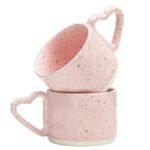 Charming Pink Love-Handle Ceramic Mug - Perfect for Coffee, Oatmeal, and More - Image 2