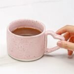 Charming Pink Love-Handle Ceramic Mug - Perfect for Coffee, Oatmeal, and More - Image 4