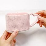 Charming Pink Love-Handle Ceramic Mug - Perfect for Coffee, Oatmeal, and More - Image 5