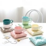 Creative Macaron Pillow Cup - Nordic Style Ceramic Coffee Mug with Tray - Image 3