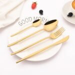 Luxurious 24-Piece Mirror Gold Dinnerware Set, 18/10 Stainless Steel Cutlery - Image 4