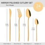 Luxurious 24-Piece Mirror Gold Dinnerware Set, 18/10 Stainless Steel Cutlery - Image 5