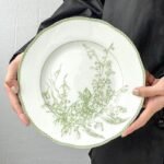 Elegant Jade Green Lily of the Valley Porcelain Dining Plate - Image 3