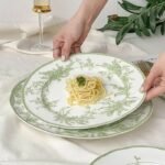 Elegant Jade Green Lily of the Valley Porcelain Dining Plate - Image 4