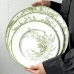 Elegant Jade Green Lily of the Valley Porcelain Dining Plate - Image 2