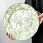 Elegant Jade Green Lily of the Valley Porcelain Dining Plate - Image 5