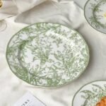 Elegant Jade Green Lily of the Valley Porcelain Dining Plate - Image 7