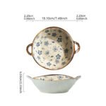 Elegant Floral Ceramic Soup and Salad Bowl with Handle - Image 7