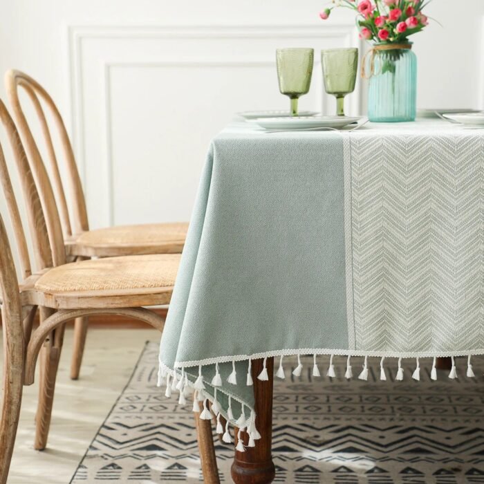 Elegant Nordic Rectangular Tablecloth with Tassel - Image 3