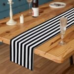 Elegant Black and White Striped Polyester Table Runner for All Occasions - Image 2