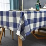 Modern Chic Blue, White & Gray Plaid Tablecloth - Image 4
