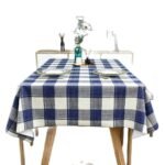 Modern Chic Blue, White & Gray Plaid Tablecloth - Image 7