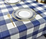 Modern Chic Blue, White & Gray Plaid Tablecloth - Image 5