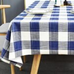 Modern Chic Blue, White & Gray Plaid Tablecloth - Image 3