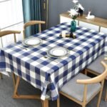 Modern Chic Blue, White & Gray Plaid Tablecloth - Image 2