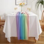 Luxurious Rainbow Striped Chiffon Table Runner for Dining and Events - Image 3