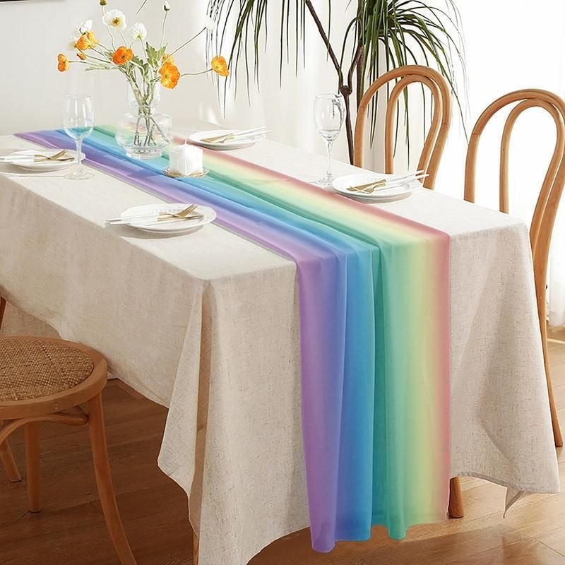 76308-acab8f.jpeg Luxurious Rainbow Striped Chiffon Table Runner for Dining and Events - Image 1