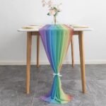 Luxurious Rainbow Striped Chiffon Table Runner for Dining and Events - Image 4