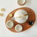 Hand-Woven Rattan Placemat - Eco-Friendly, Modern Oval Table Accessory
